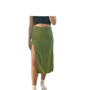 Abercrombie Green Women's Slit Midi Skirt- Size Small